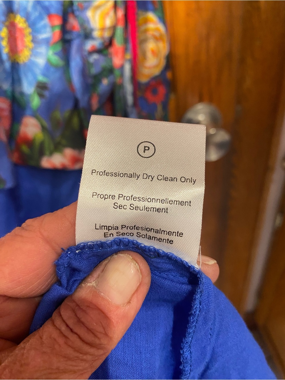 Embroidered Floral Blue Maxi Dress with Straps - Picture 6 of 7